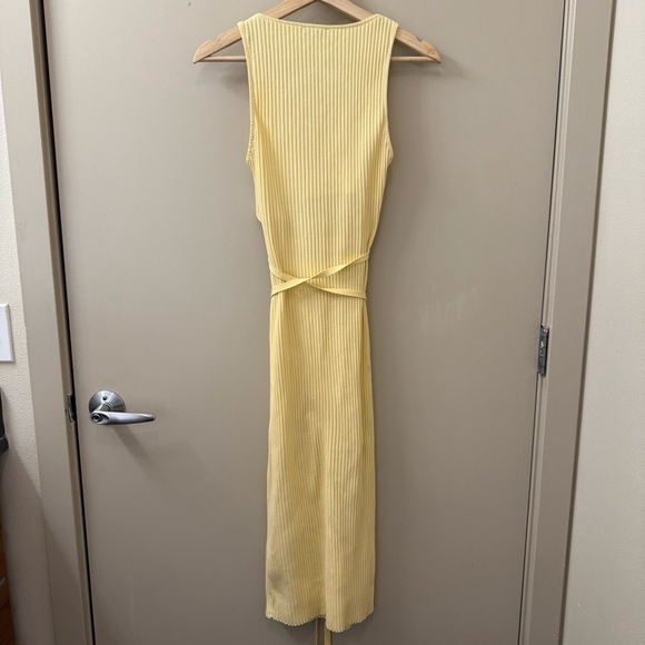ZARA cut out ribbed midi dress pastel yellow butter yellow size medium summer - Picture 12 of 13